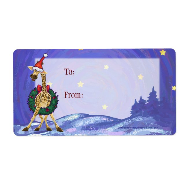 Giraffe Weihnachtslabel (Vorne)