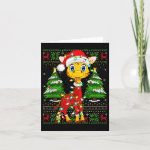 Giraffe-Weihnachtslichter-Santa-Kostüm-Hässliche-W Karte