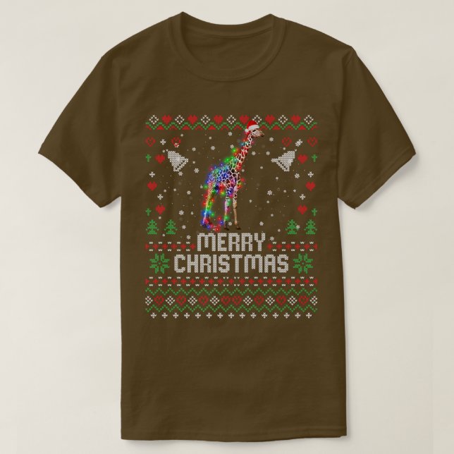 Giraffe Weihnachtsmannmütze Tier Weihnachtsbaumleu T-Shirt (Design vorne)