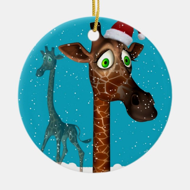 Giraffe Weihnachtsverzierung Keramikornament (Vorne)