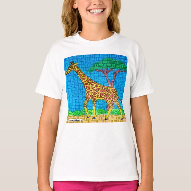 Giraffe (weiß) - T - Shirt für Mädchen (Vorderseite)