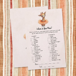 Giraffe What's In Your Purse Baby Shower Game Card Briefpapier