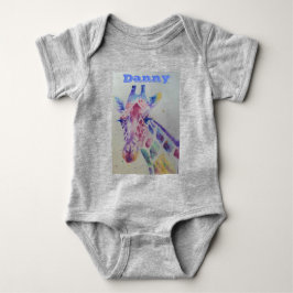 Giraffe Whimsical Watercolor Gray Babies Bodysuit Baby Strampler