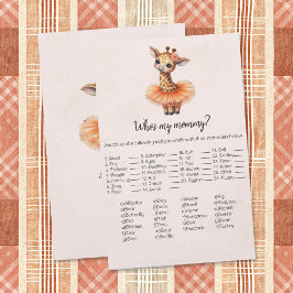 Giraffe Who's My Mommy Baby Shower Game Card Briefpapier