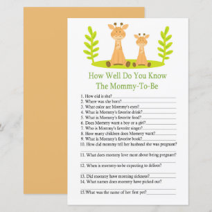 Giraffe Wie gut kennen Sie das Baby-Duschspiel