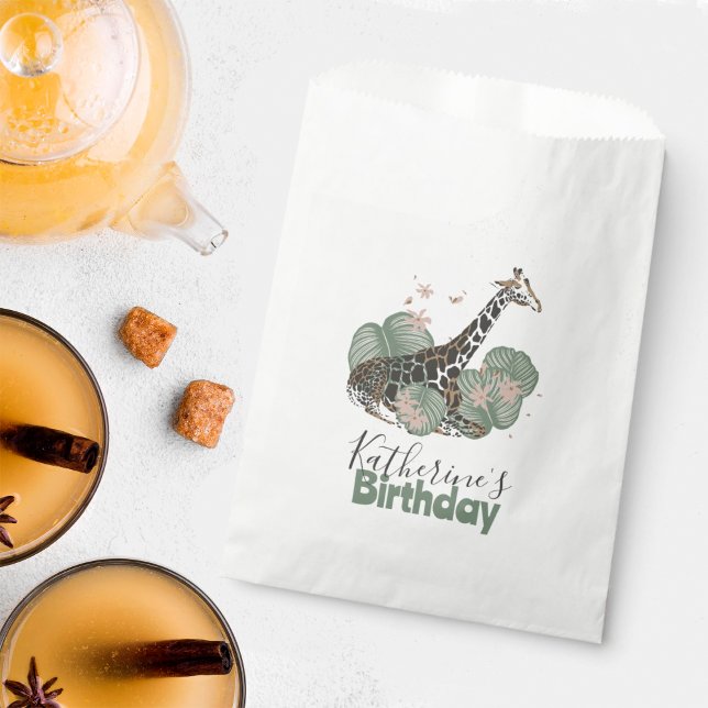 Giraffe Wild Jungle Botanical Animal Birthday  Geschenktütchen (Von Creator hochgeladen)