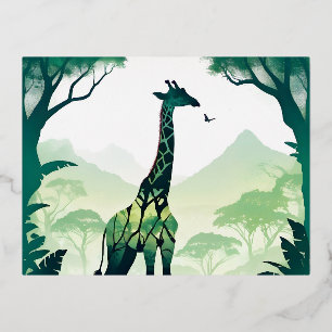 Giraffe Wildtiere Natur- und Naturwald Folien Feiertagspostkarte