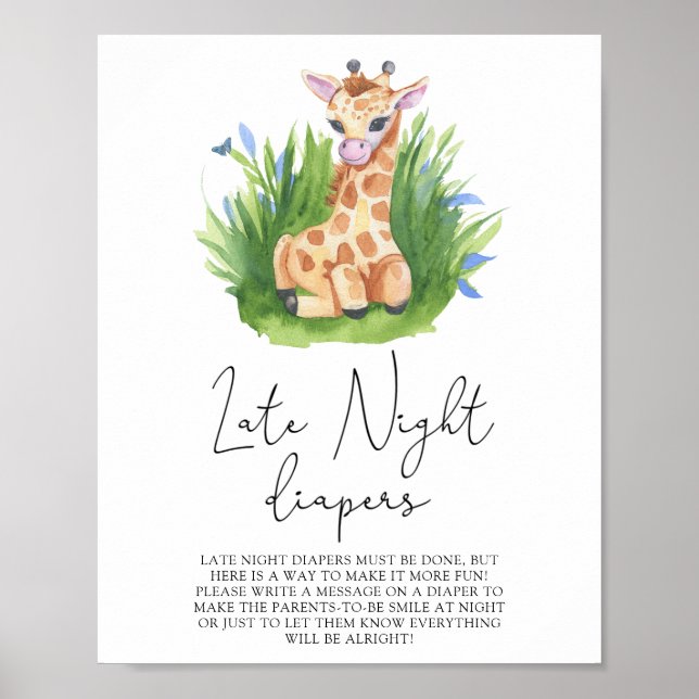 Giraffe \ Windel-Spiel für spät in der Nacht Poster (Vorne)