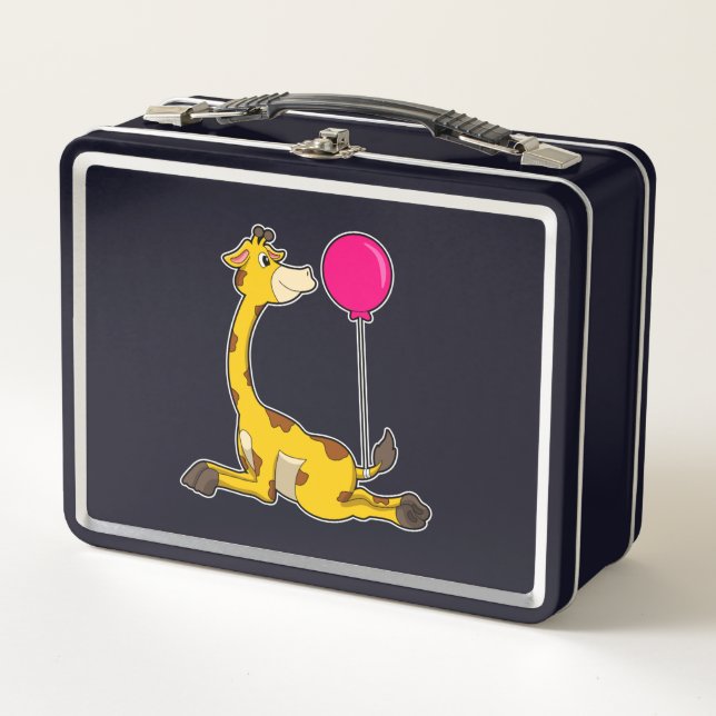 Giraffe with Balloon Metall Brotdose (Vorderseite)
