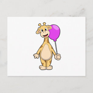 Giraffe with Balloon Postkarte