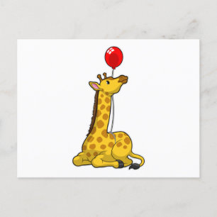 Giraffe with Balloon Postkarte