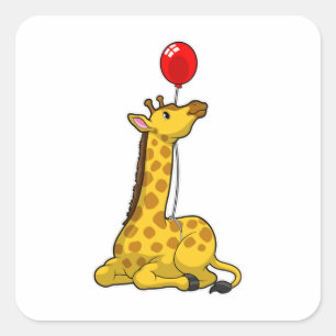 Giraffe with Balloon Quadratischer Aufkleber