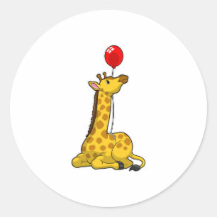Giraffe with Balloon Runder Aufkleber