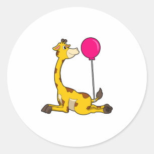 Giraffe with Balloon Runder Aufkleber