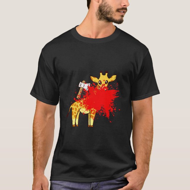 Giraffe With Blood The Anti Halloween Zombie Giraf T-Shirt (Vorderseite)