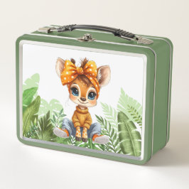 Giraffe with polka dot bow jungle metall brotdose