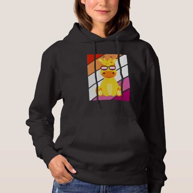 Giraffe With Pride Lesbian Flag LGBTQ Proud Ally P Hoodie (Vorderseite)