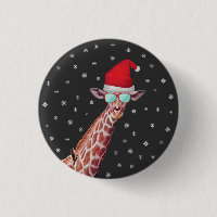 Giraffe With Santa Hat and Sungasse on Black