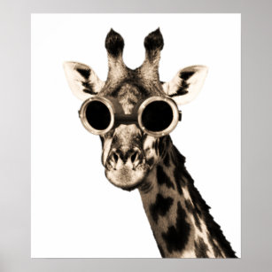 Giraffe With Steampunk Sunglasses Goggles Poster