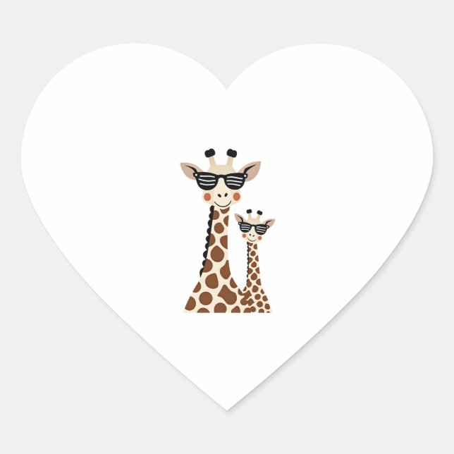 Giraffe with Sunglasses Jungle Safari Animal Giraf Herz-Aufkleber (Vorderseite)
