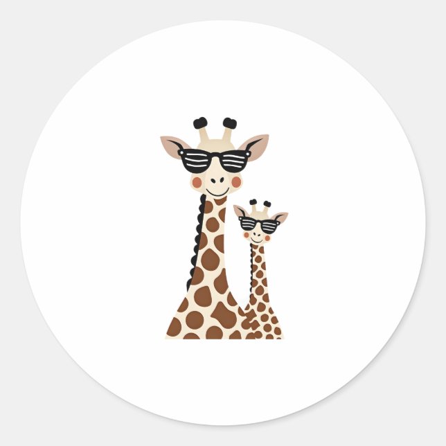 Giraffe with Sunglasses Jungle Safari Animal Giraf Runder Aufkleber (Vorderseite)