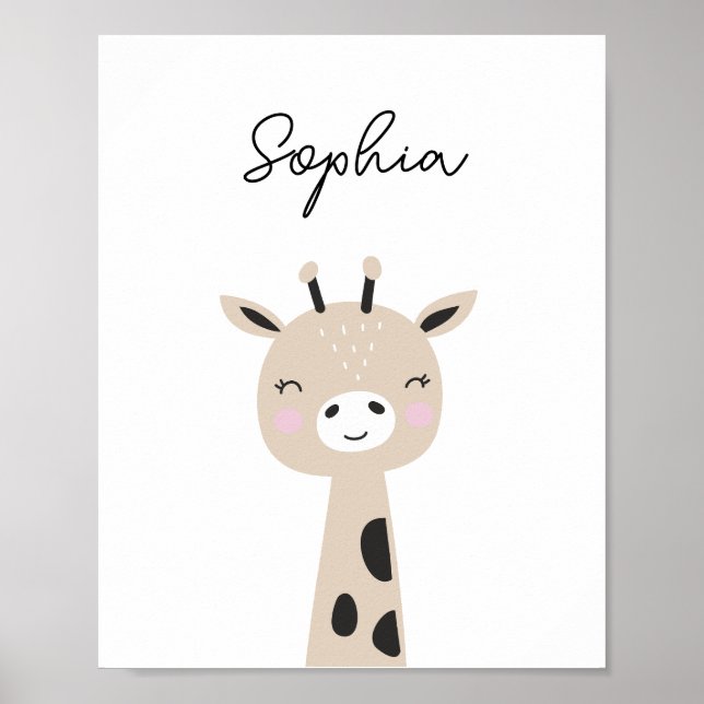 Giraffe Woodland Animal Kinderzimmer Wall Art Poster (Vorne)