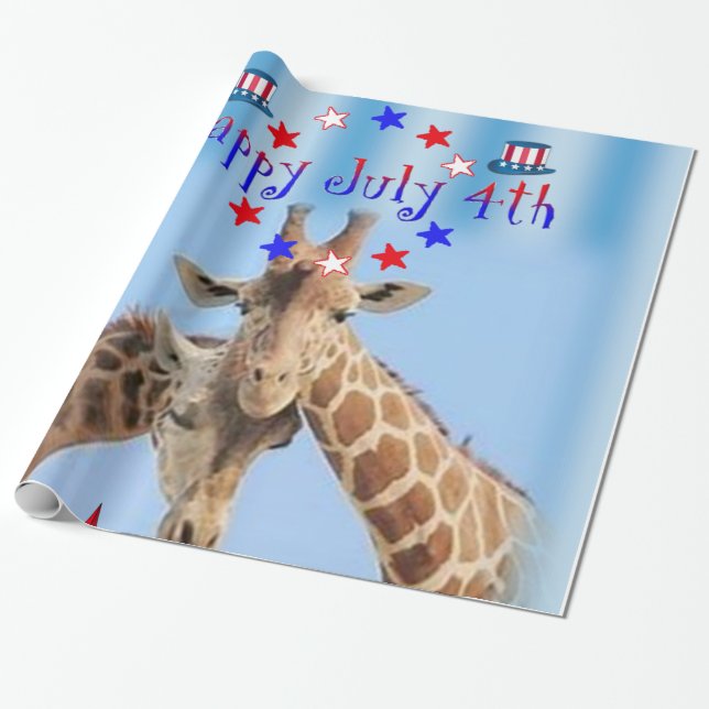 Giraffe Wrapping Paper 4. Juli Geschenkpapier (Ungerollt)