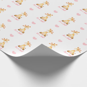 Giraffe Wrapping Paper Pink (Es ist ein Mädchen) Geschenkpapier