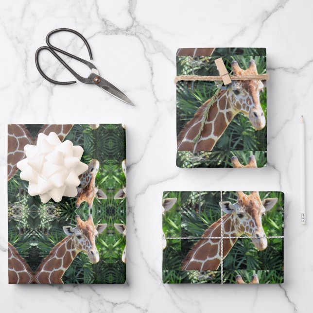 Giraffe Wrapping Paper Sheets Geschenkpapier Set (Vorderseite)