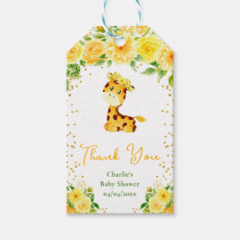 Giraffe Yellow Floral Baby Dusche Danke Geschenkanhänger