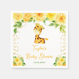 Giraffe Yellow Floral Baby Dusche Serviette