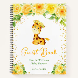 Giraffe Yellow Floral Baby Shooting Guest Book Notizbuch