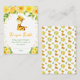 Giraffe Yellow Floral Baby Shower Diaper Raffel Begleitkarte