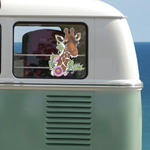 Giraffe Yellow Portrait-Blume Aufkleber