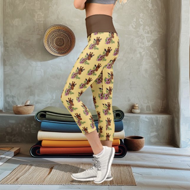 Giraffe Yellow Portrait-Blume Capri Leggings (Von Creator hochgeladen)