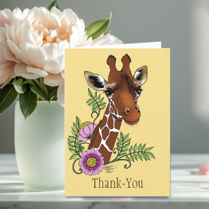 Giraffe Yellow Portrait-Blume Dankeskarte
