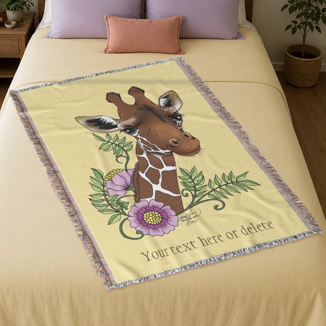 Giraffe Yellow Portrait-Blume Decke (Von Creator hochgeladen)