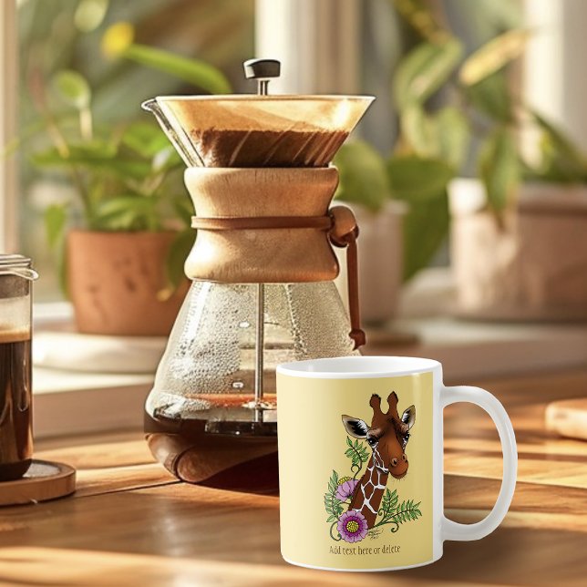 Giraffe Yellow Portrait-Blume Kaffeetasse (Von Creator hochgeladen)