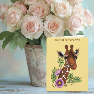 Giraffe Yellow Portrait-Blume Karte