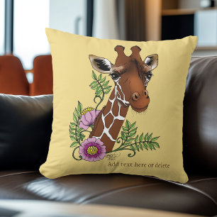 Giraffe Yellow Portrait-Blume Kissen