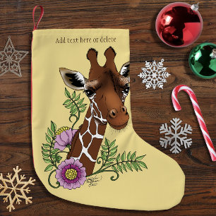 Giraffe Yellow Portrait-Blume Kleiner Weihnachtsstrumpf