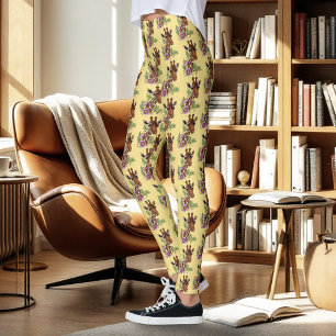 Giraffe Yellow Portrait-Blume Leggings