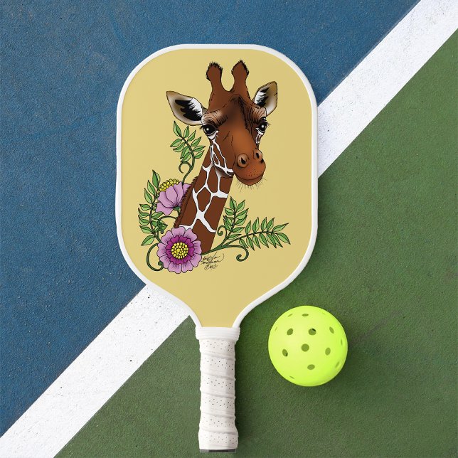 Giraffe Yellow Portrait-Blume Pickleball Schläger (Von Creator hochgeladen)