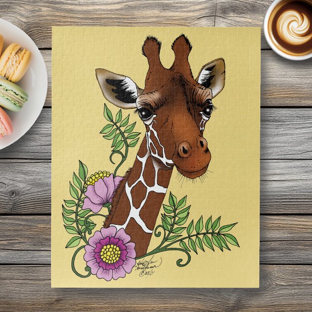 Giraffe Yellow Portrait-Blume Puzzle (Von Creator hochgeladen)