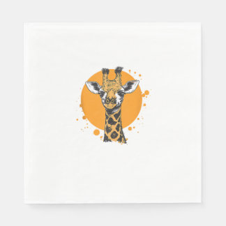 Giraffe Yellow Sun Abstraktes Tierportrait Serviette
