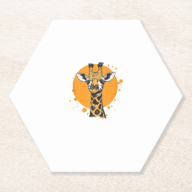 Giraffe Yellow Sun Abstraktes Tierportrait Untersetzer (Vorderseite)