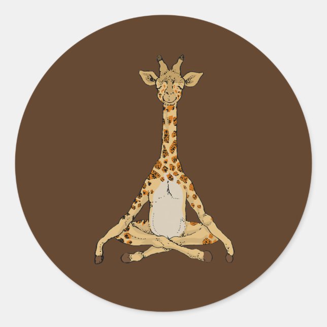 Giraffe Yoga Runder Aufkleber (Vorderseite)