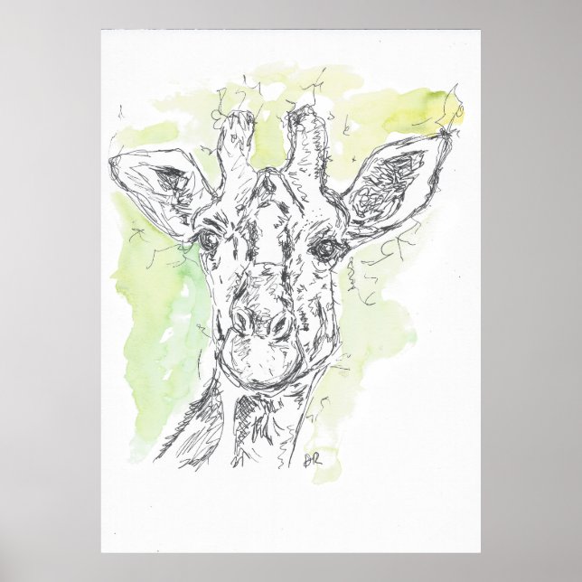 Giraffe zeichne. poster (Vorne)