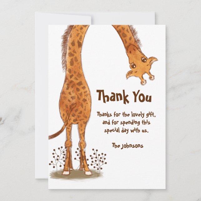 Giraffe, Zoo Animal Birthday, personalizable Dankeskarte (Vorderseite)