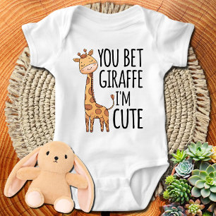 Giraffe Zoo Animal Wild You Bet Giraffe Ich bin Ni Baby Strampler